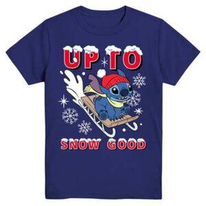 Stitch Up To Snow Good, Boys Graphic Crew Neck Short Sleeve T-Shirt, Size XS